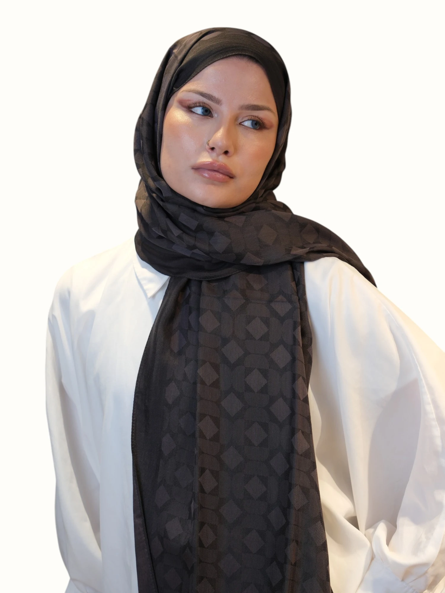 Fresh Scarfs Pamuk Floş Jakarlı Şal Kahve