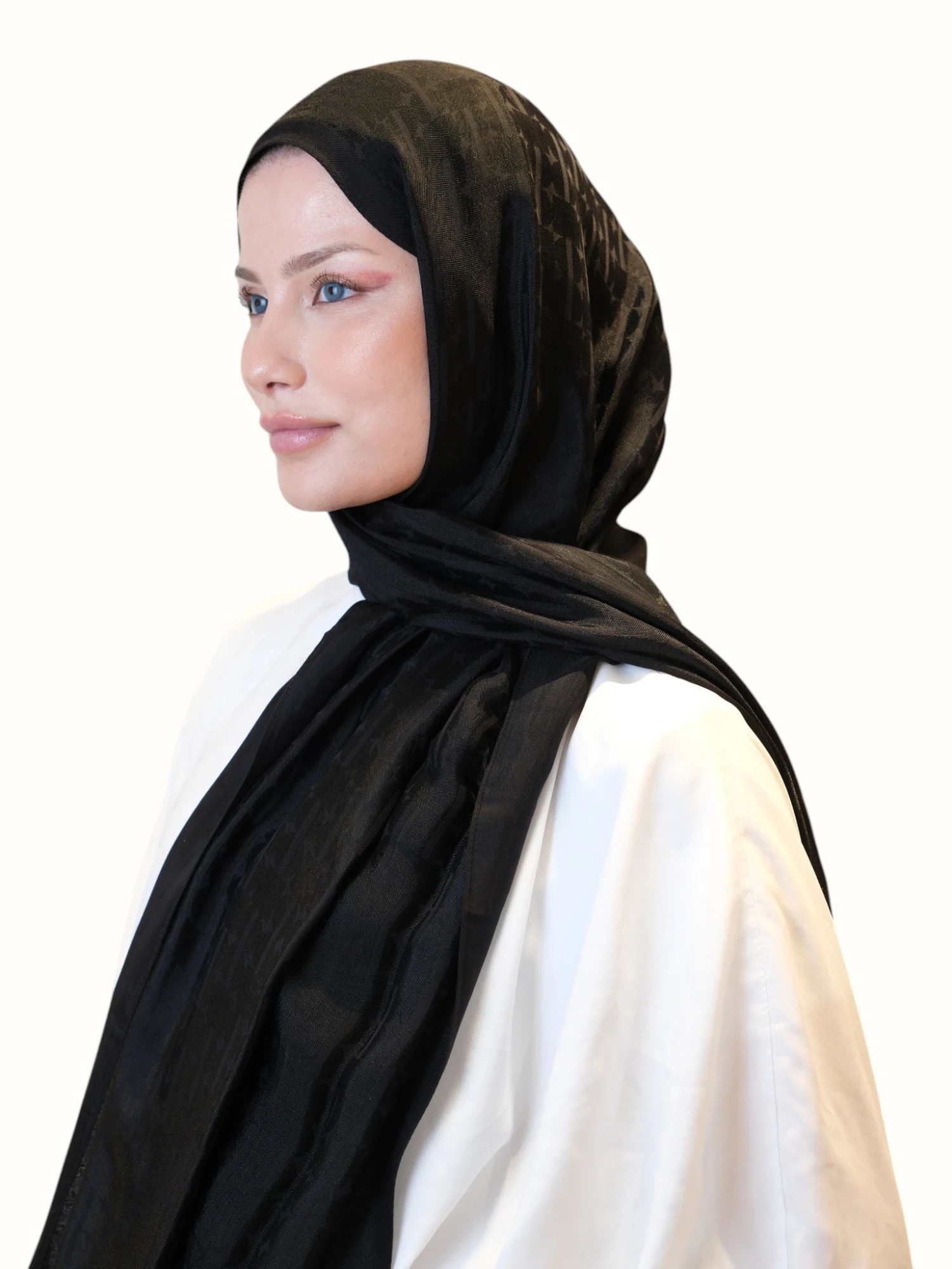 Fresh Scarfs Pamuk Floş Jakarlı Şal Siyah-01