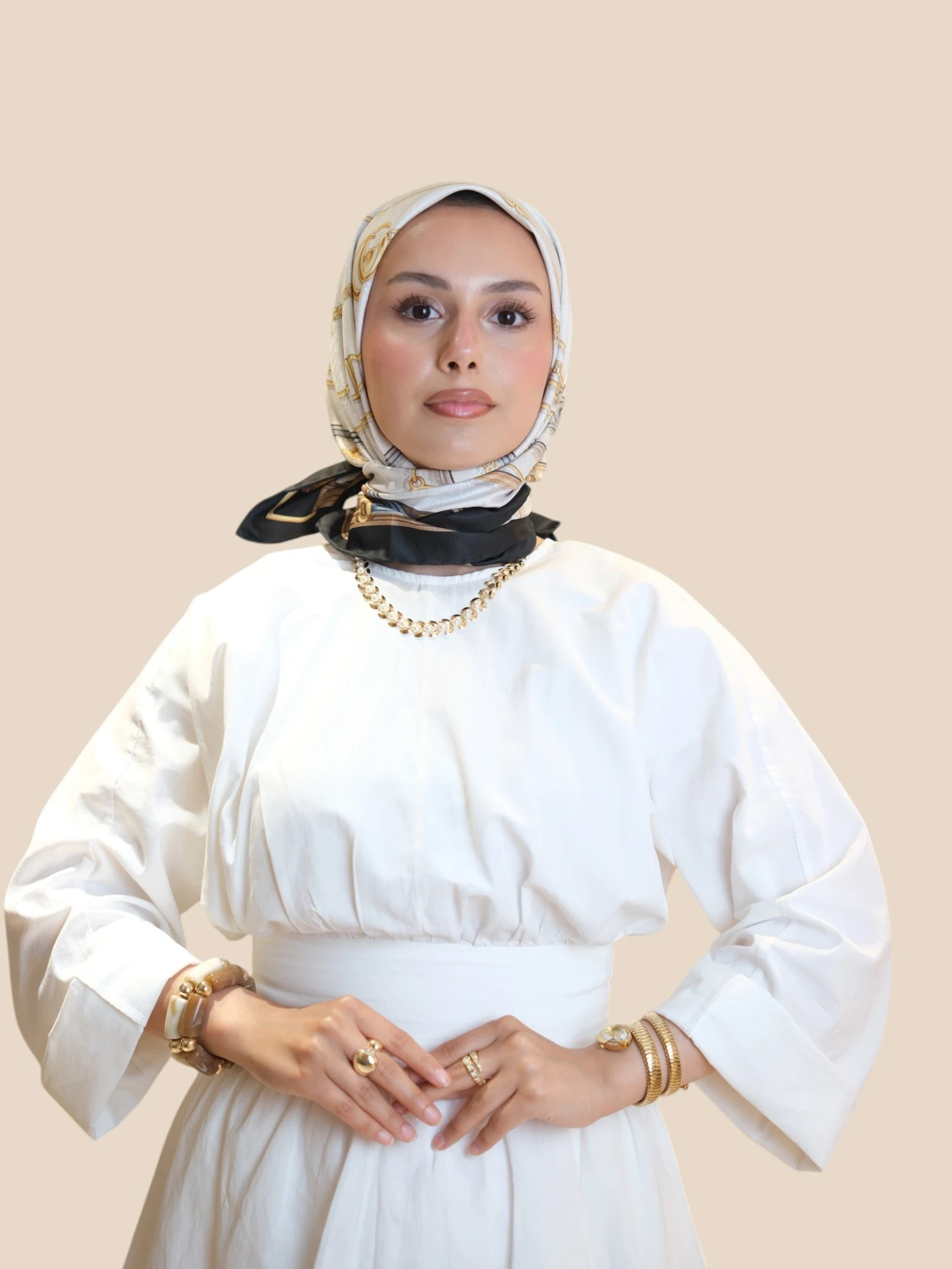 İthal İpek Twill Eşarp Gold