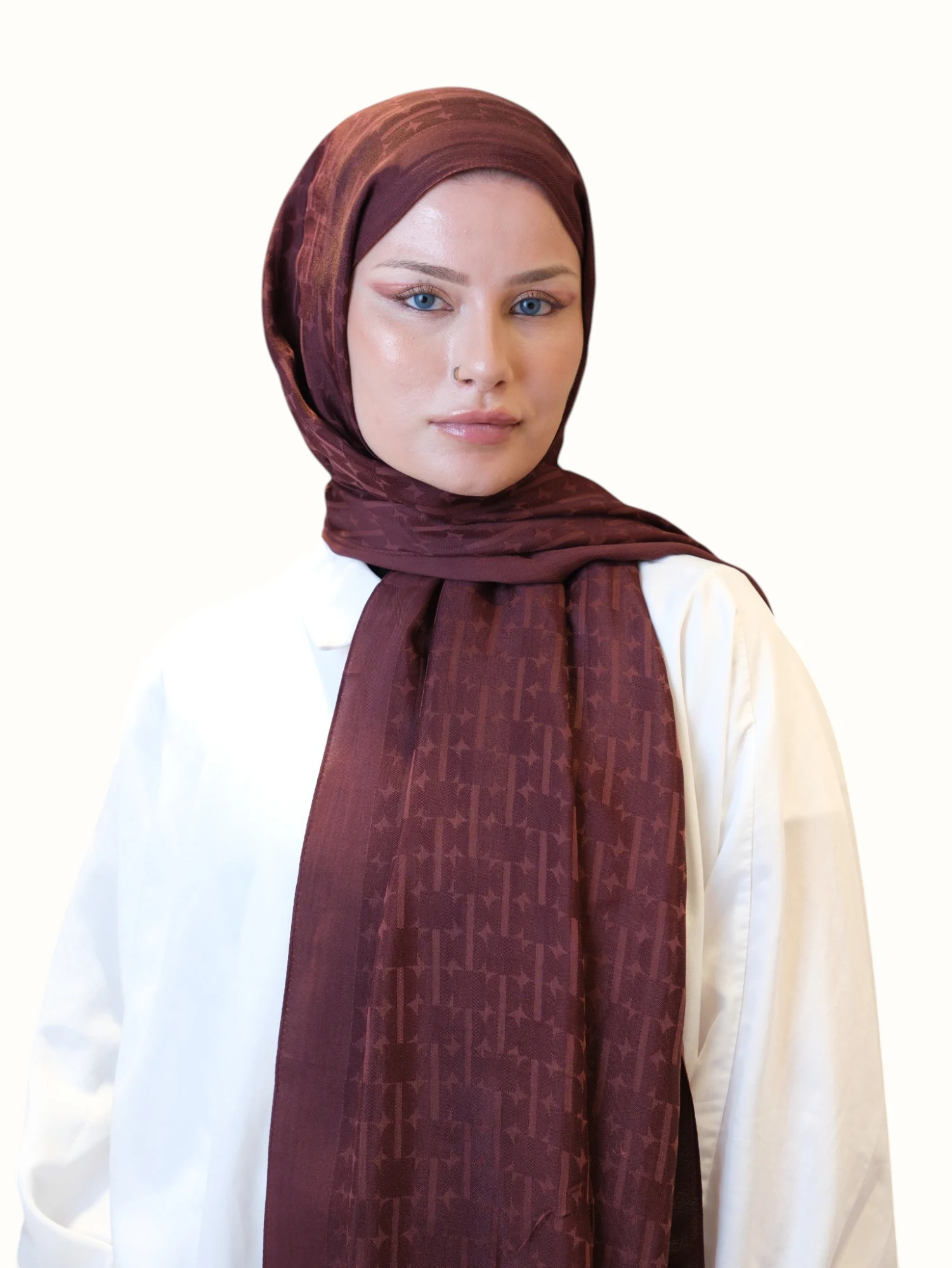 Fresh Scarfs Pamuk Floş Jakarlı Şal Bordo-01