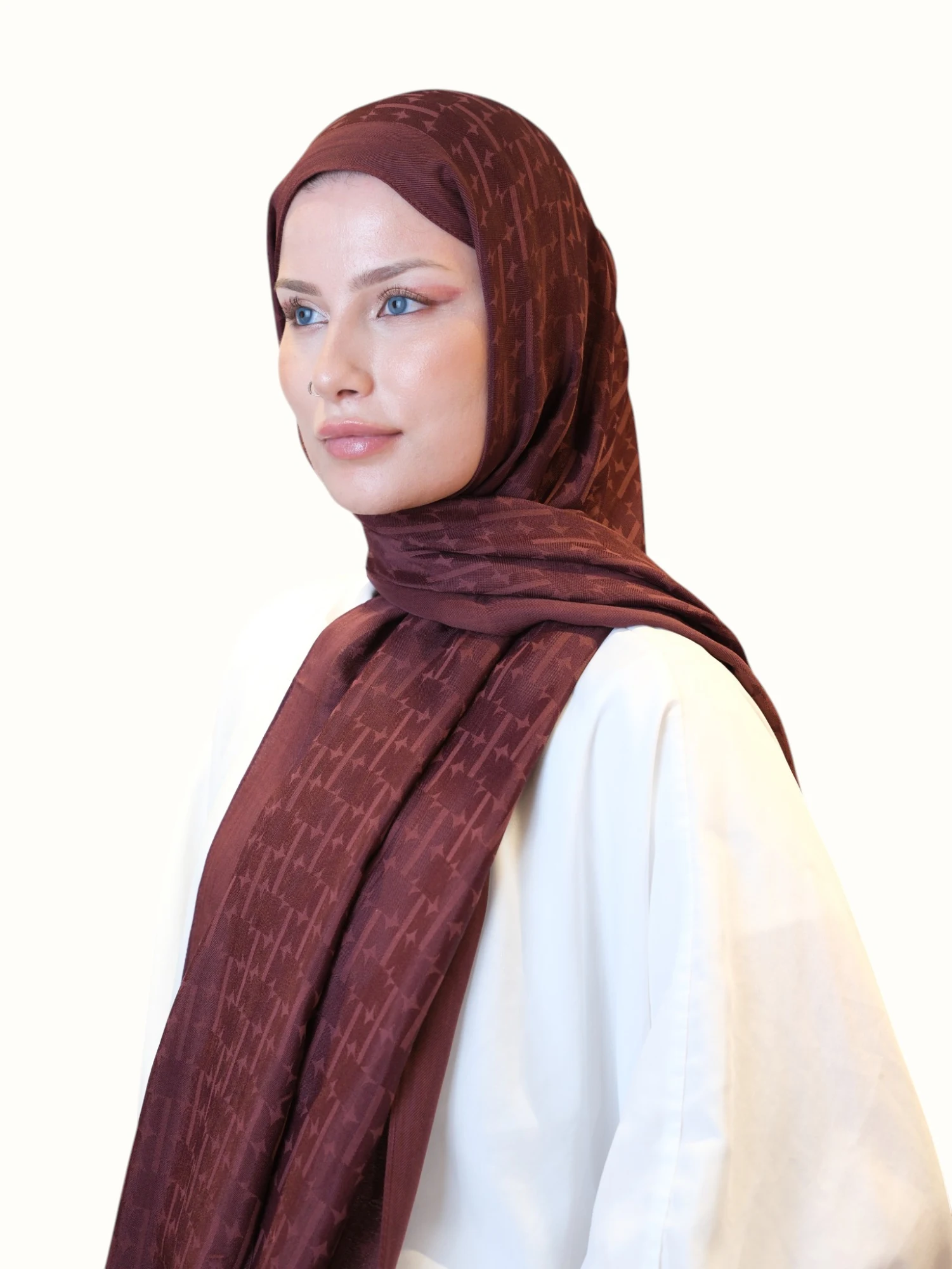 Fresh Scarfs Pamuk Floş Jakarlı Şal Bordo-01