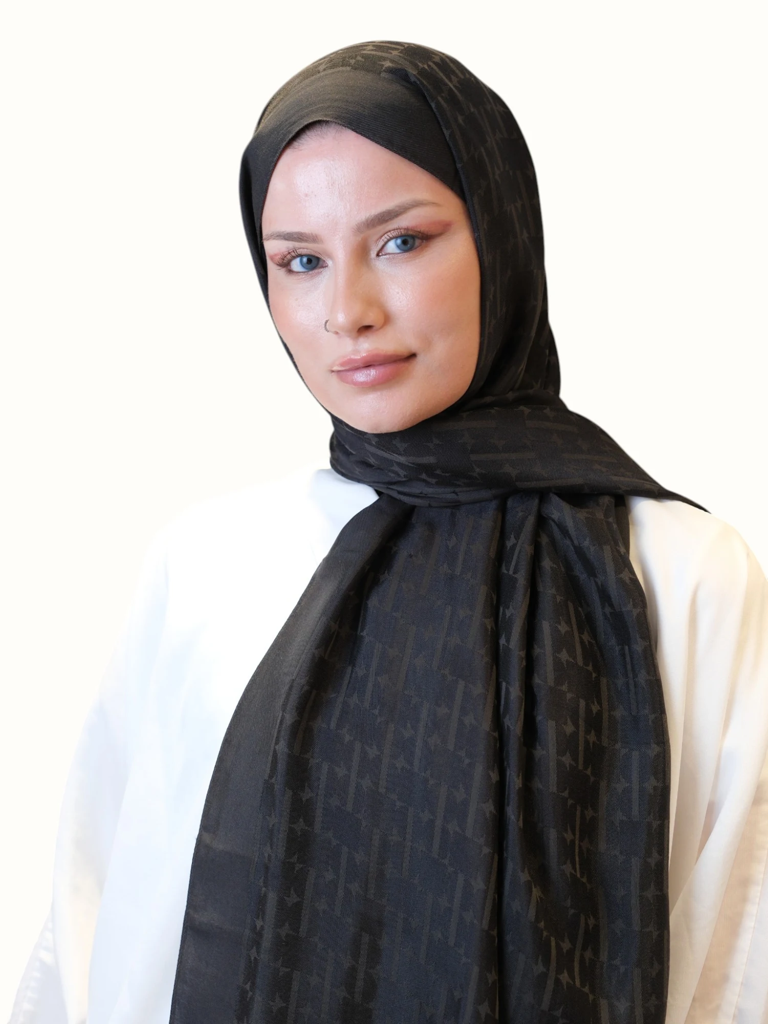Fresh Scarfs Pamuk Floş Jakarlı Şal Dark