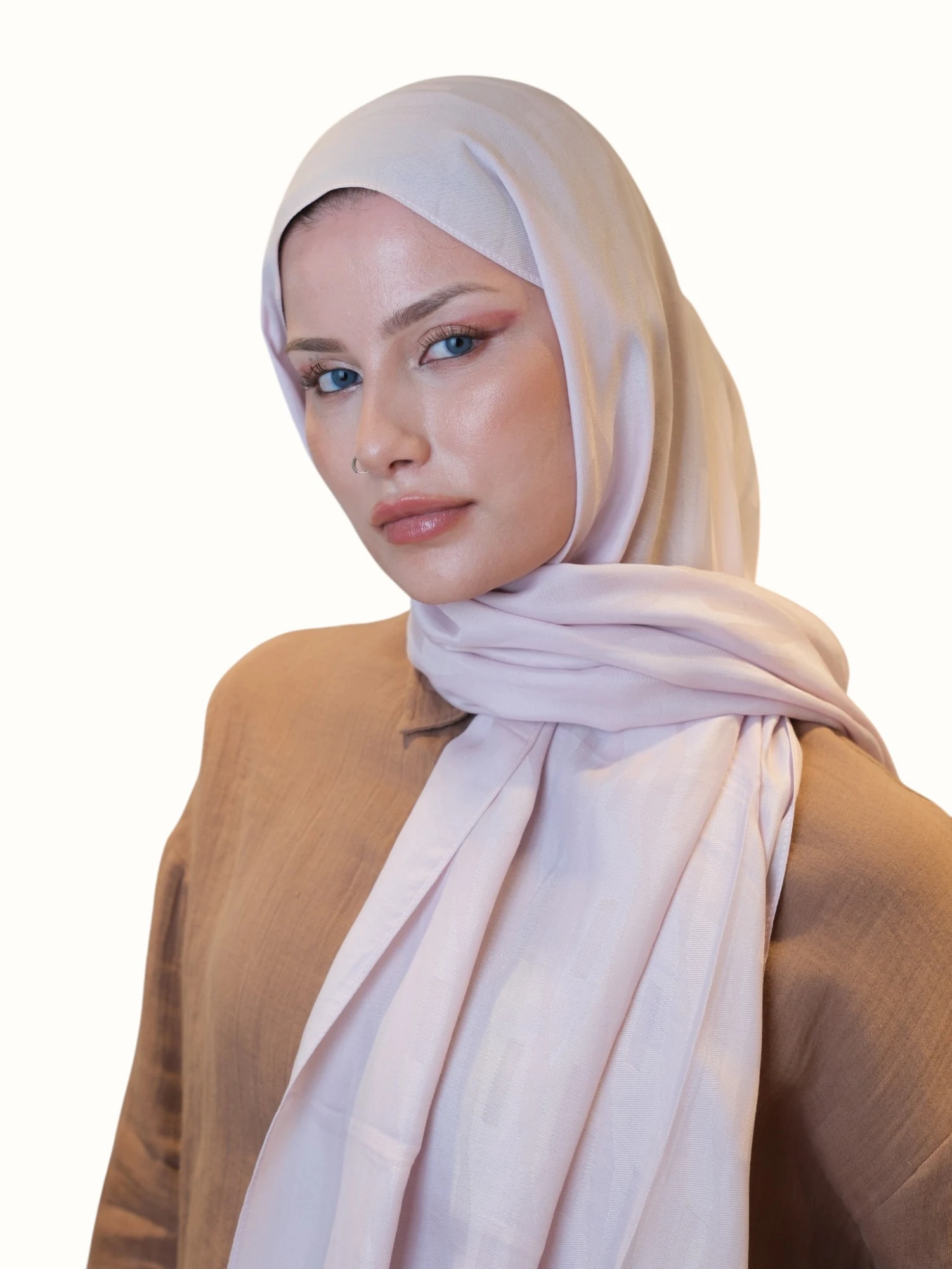 Fresh Scarfs Pamuk Floş Jakarlı Şal Pudra