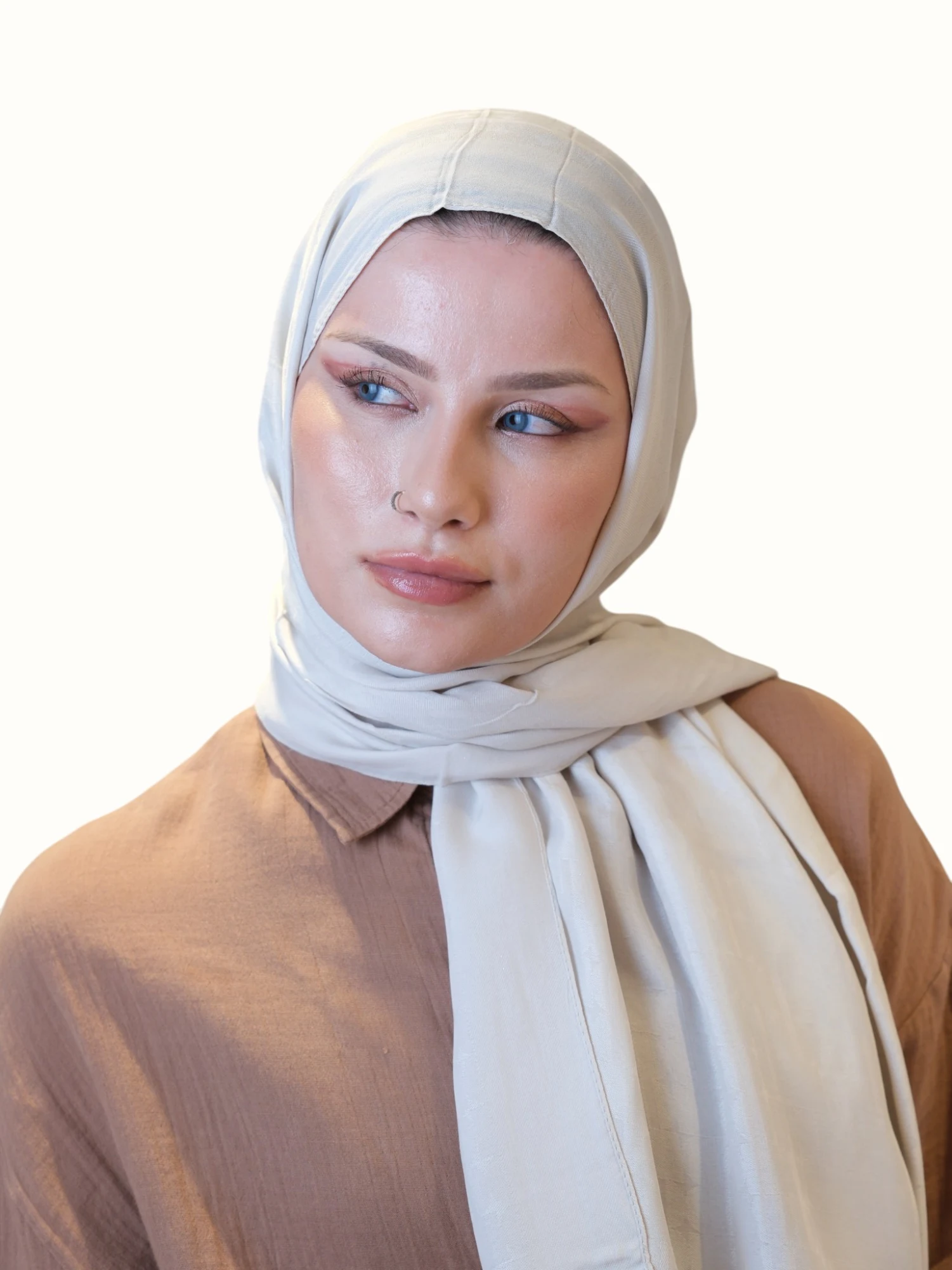 Fresh Scarfs Pamuk Floş Jakarlı Şal İnci Bej