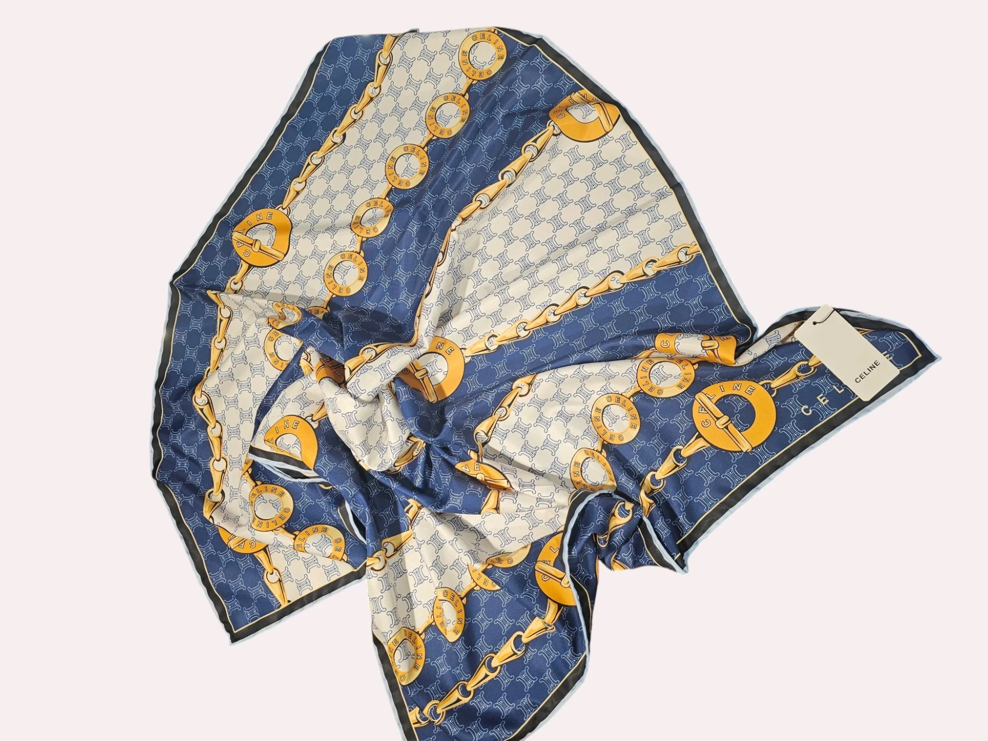İthal İpek Twill Eşarp Mavi Gold