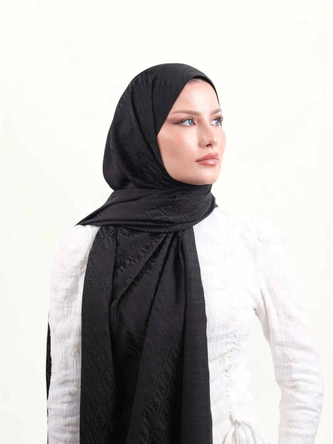 Armine Jakarlı İpek Pamuk Şal Siyah