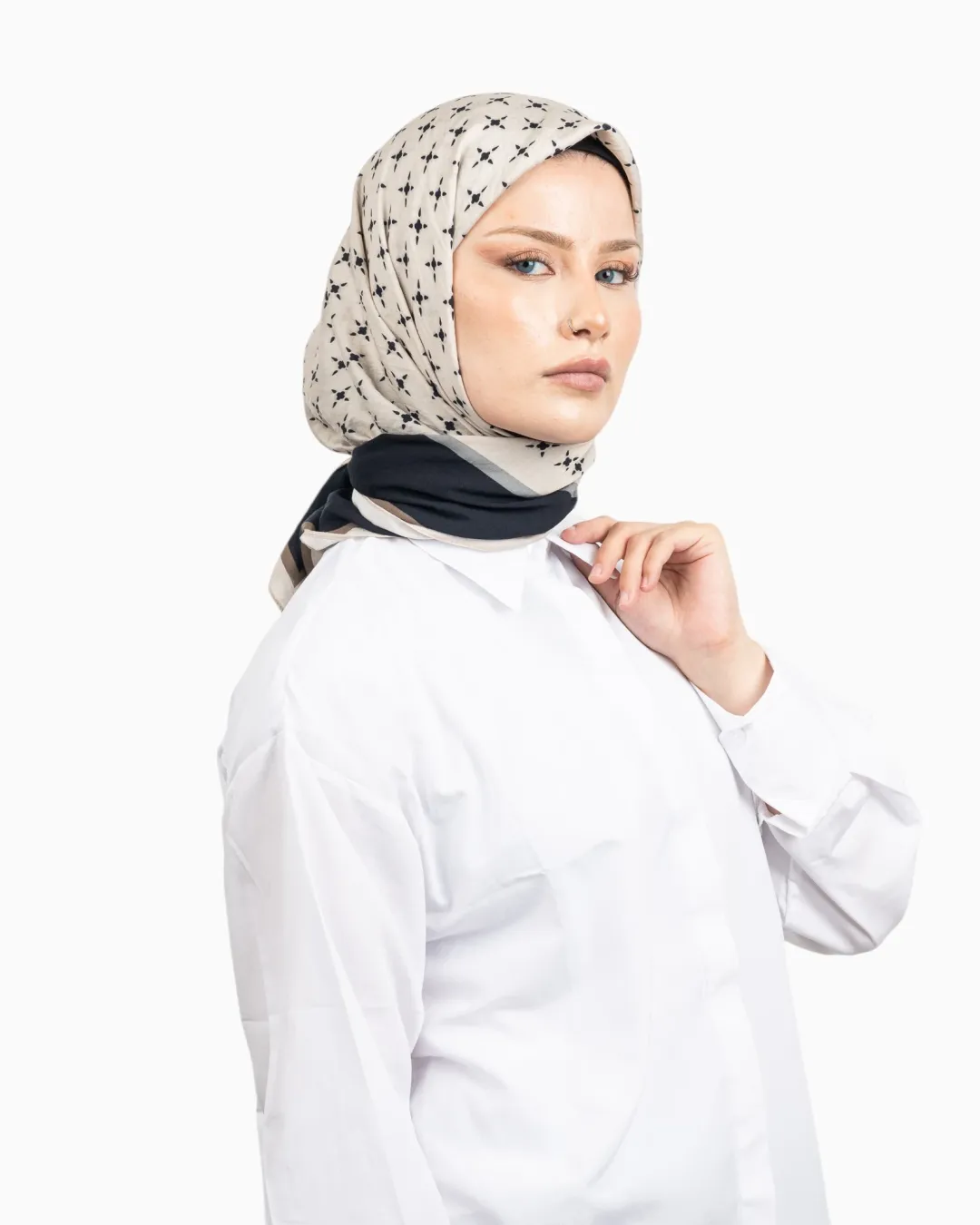 Benetton Siena Desenli Eşarp Siyah