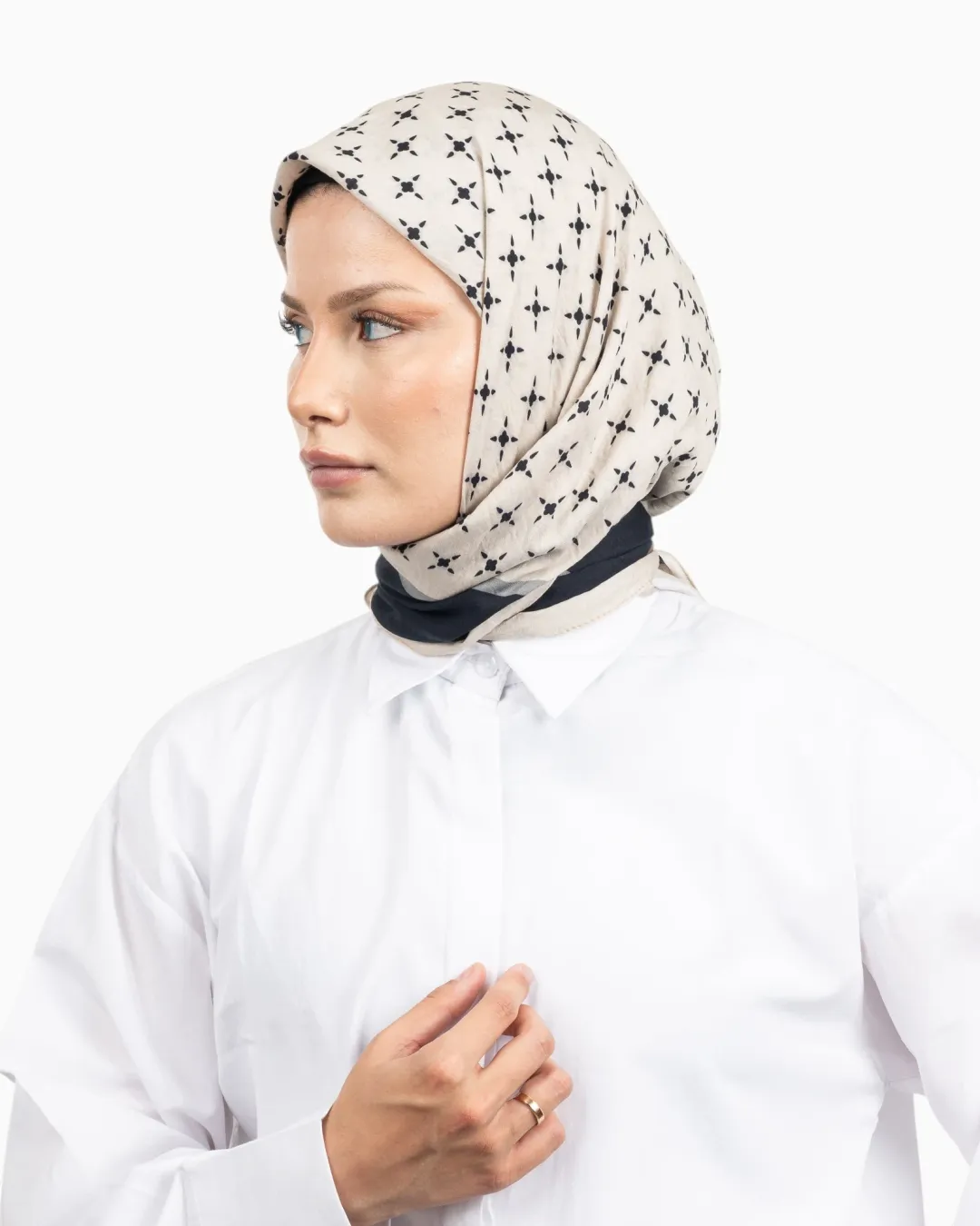 Benetton Siena Desenli Eşarp Siyah