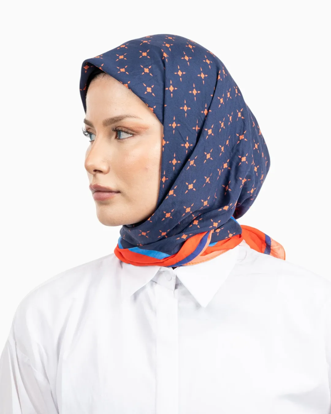 Benetton Siena Desenli Eşarp Lacivert