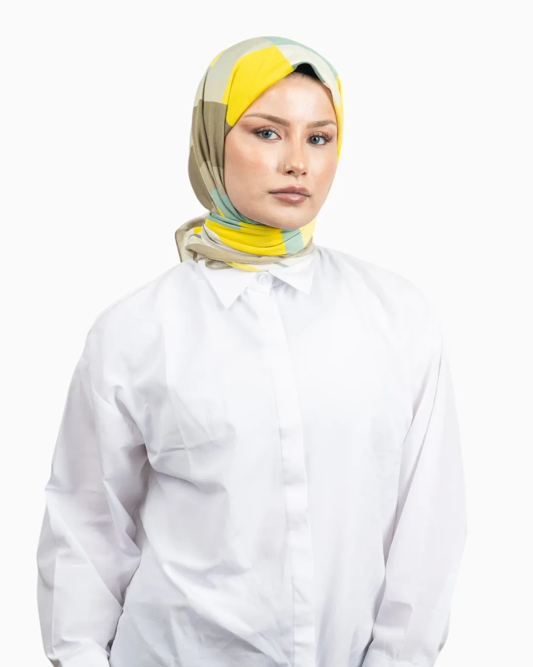 Benetton Siena Desenli Eşarp Hardal