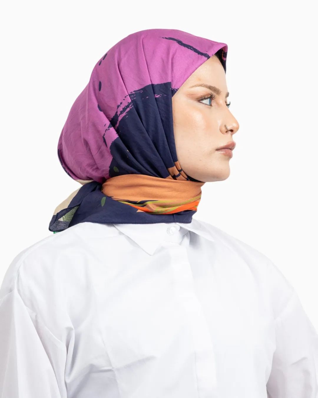 Benetton Siena Desenli Eşarp Laci Mor
