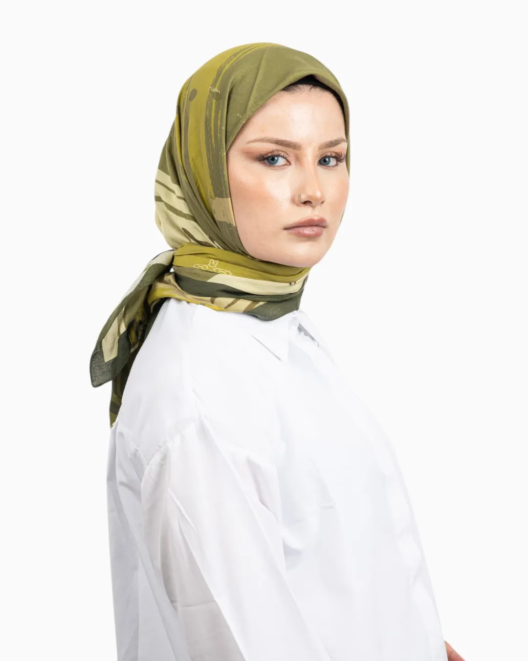 Benetton Siena Desenli Eşarp Haki