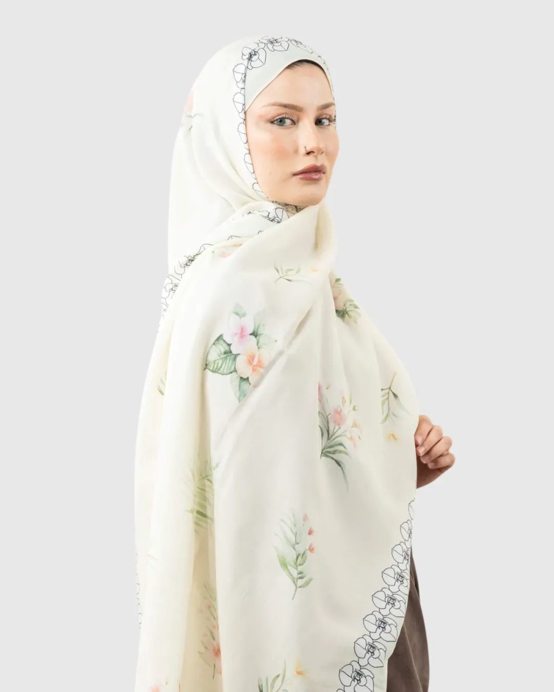 Carell Monogram Lüx Floş Şal Ekru