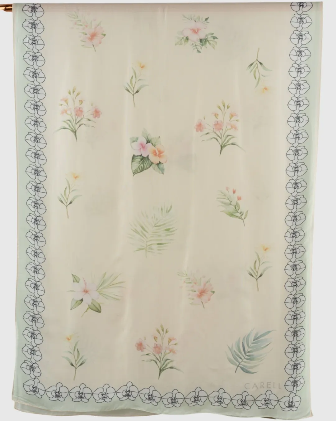 Carell Monogram Lüx Floş Şal Ekru