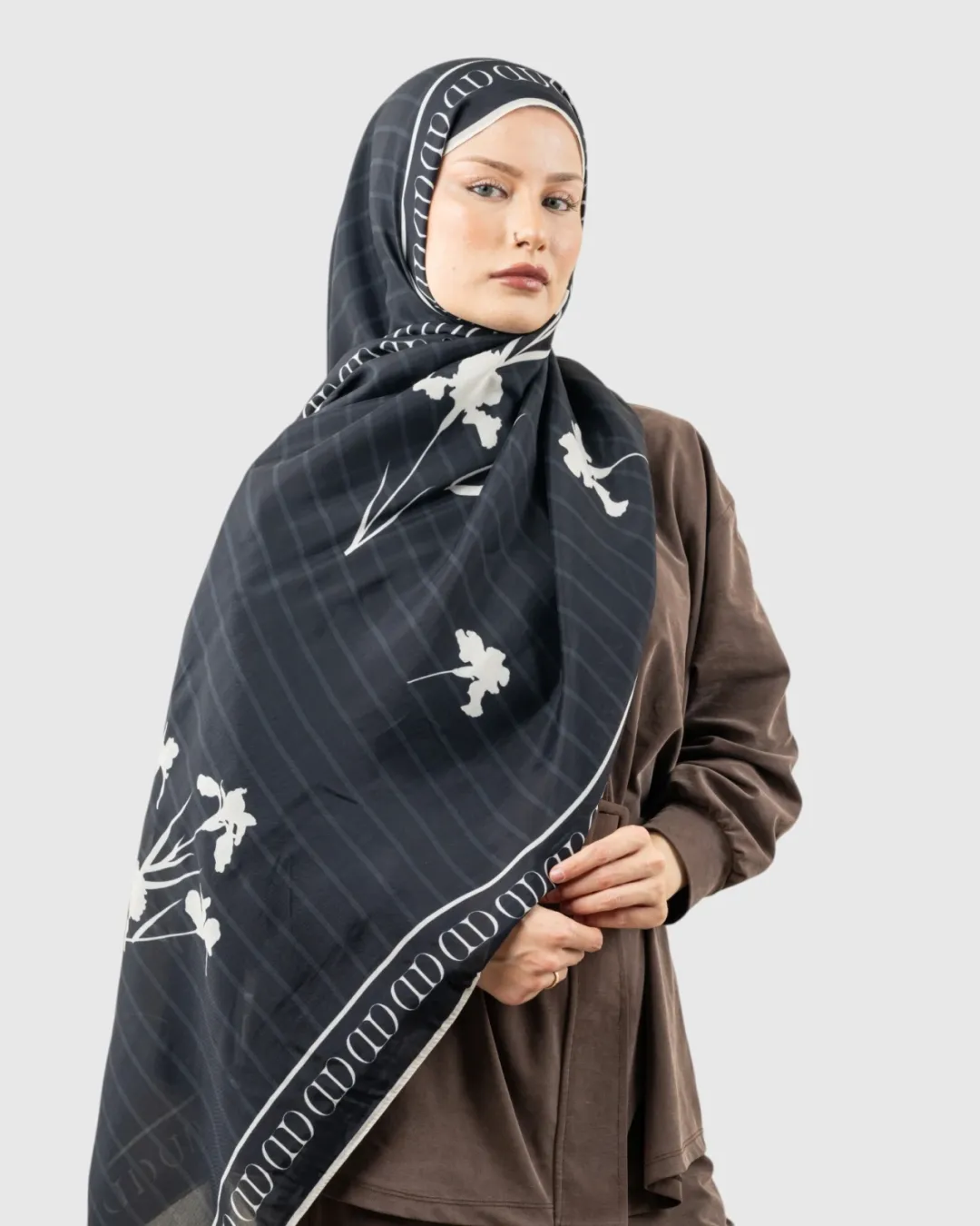 Carell Monogram Lüx Floş Şal Siyah
