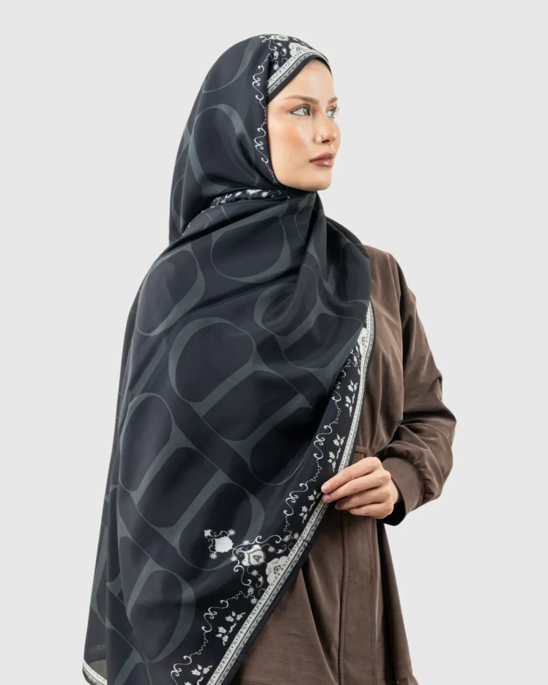 Carell Monogram Floş Şal Siyah Dsn