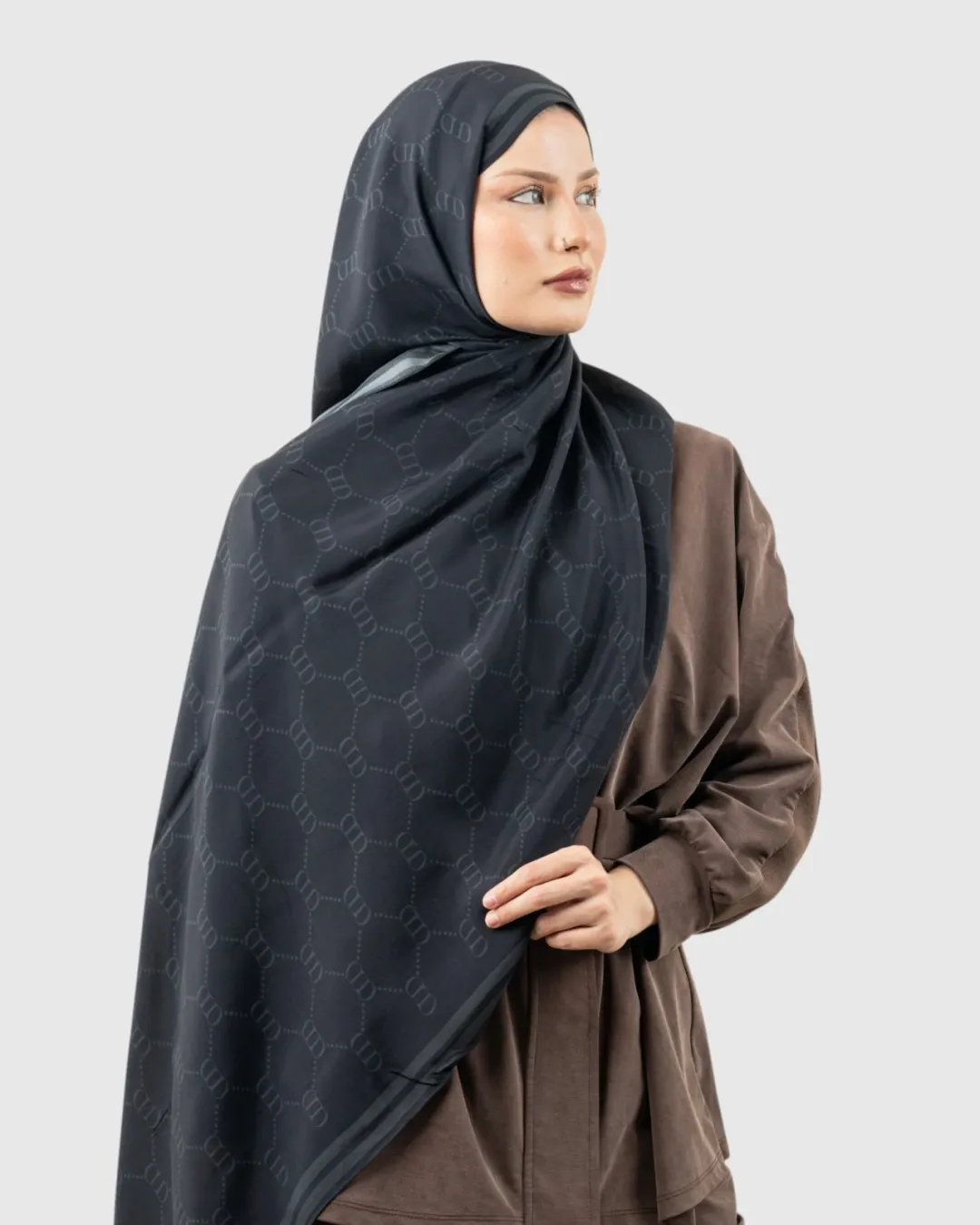 Carell Monogram Floş Şal Grace Siyah