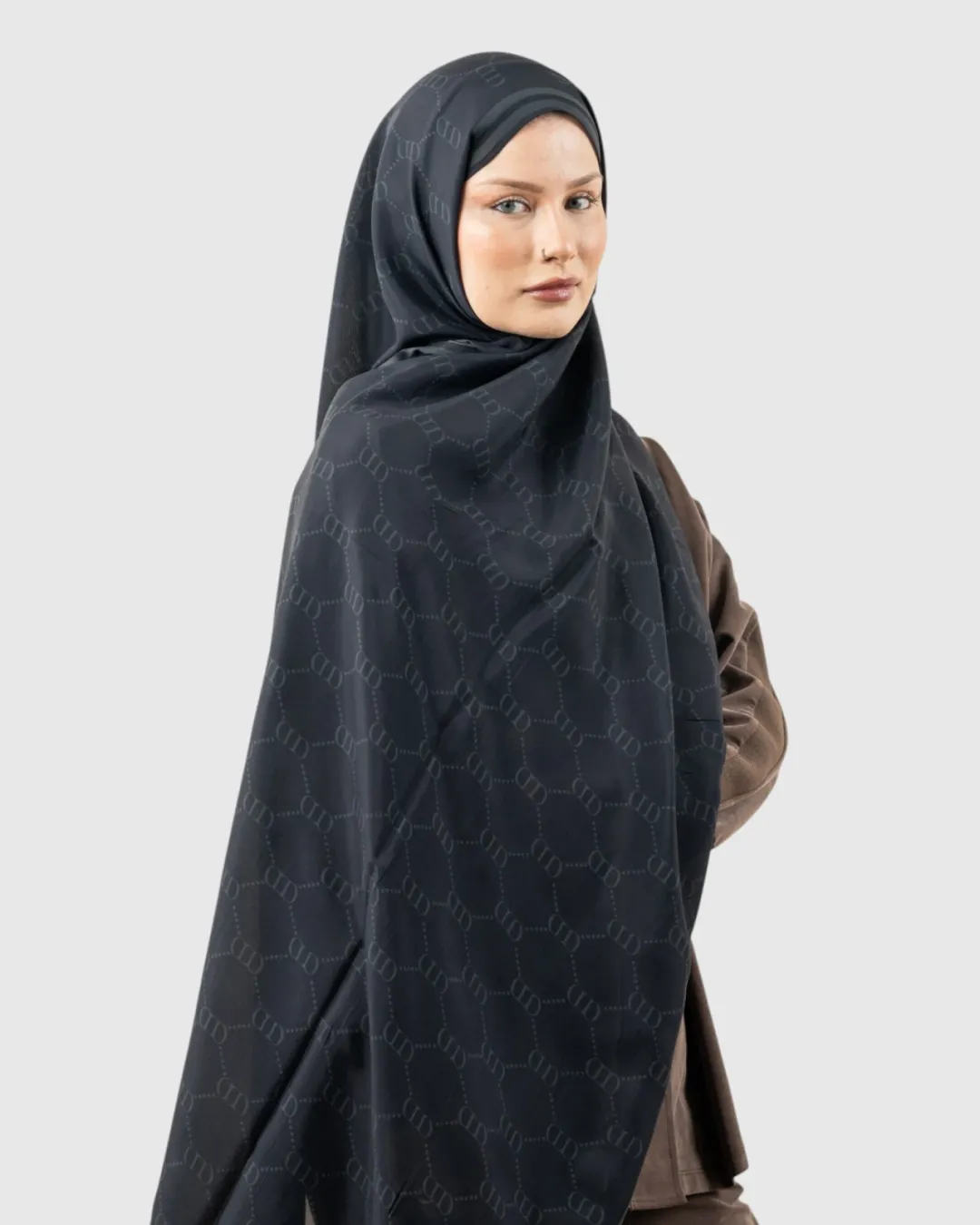 Carell Monogram Floş Şal Grace Siyah