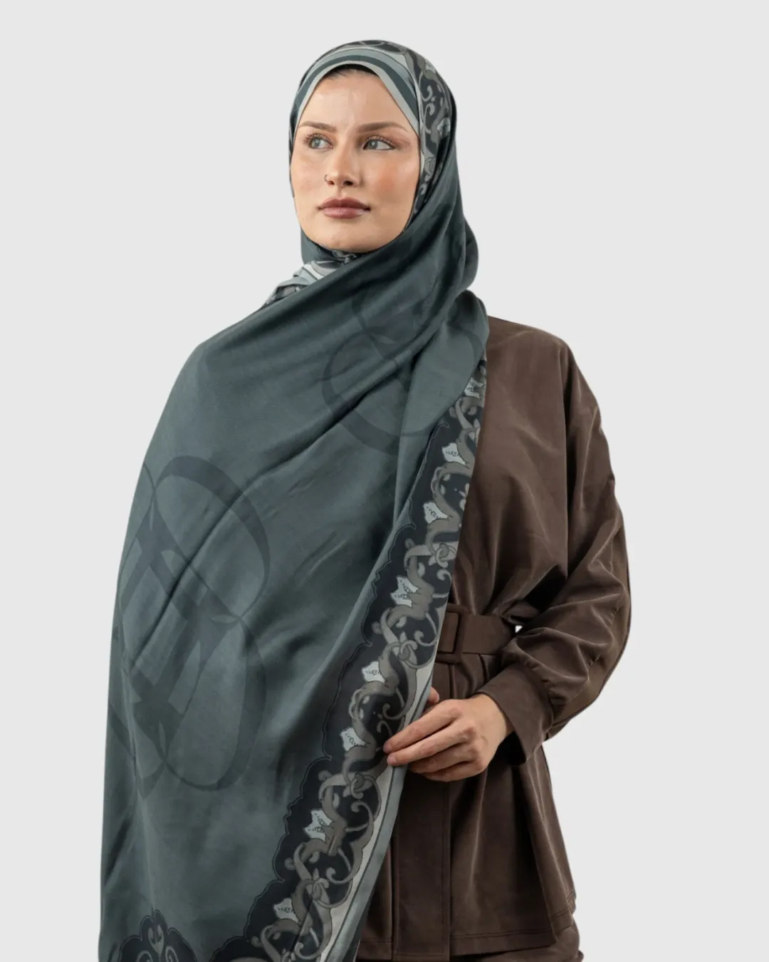 Carell Monogram Floş Şal Antrasit