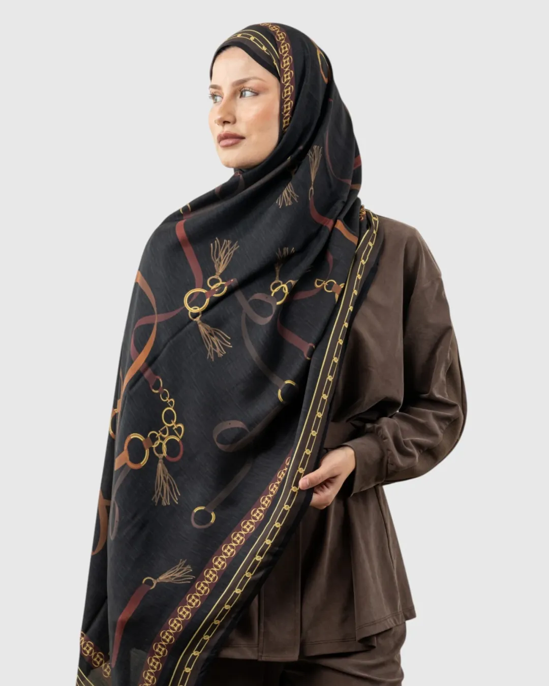 Carell Viskon Şal Hermes Siyah