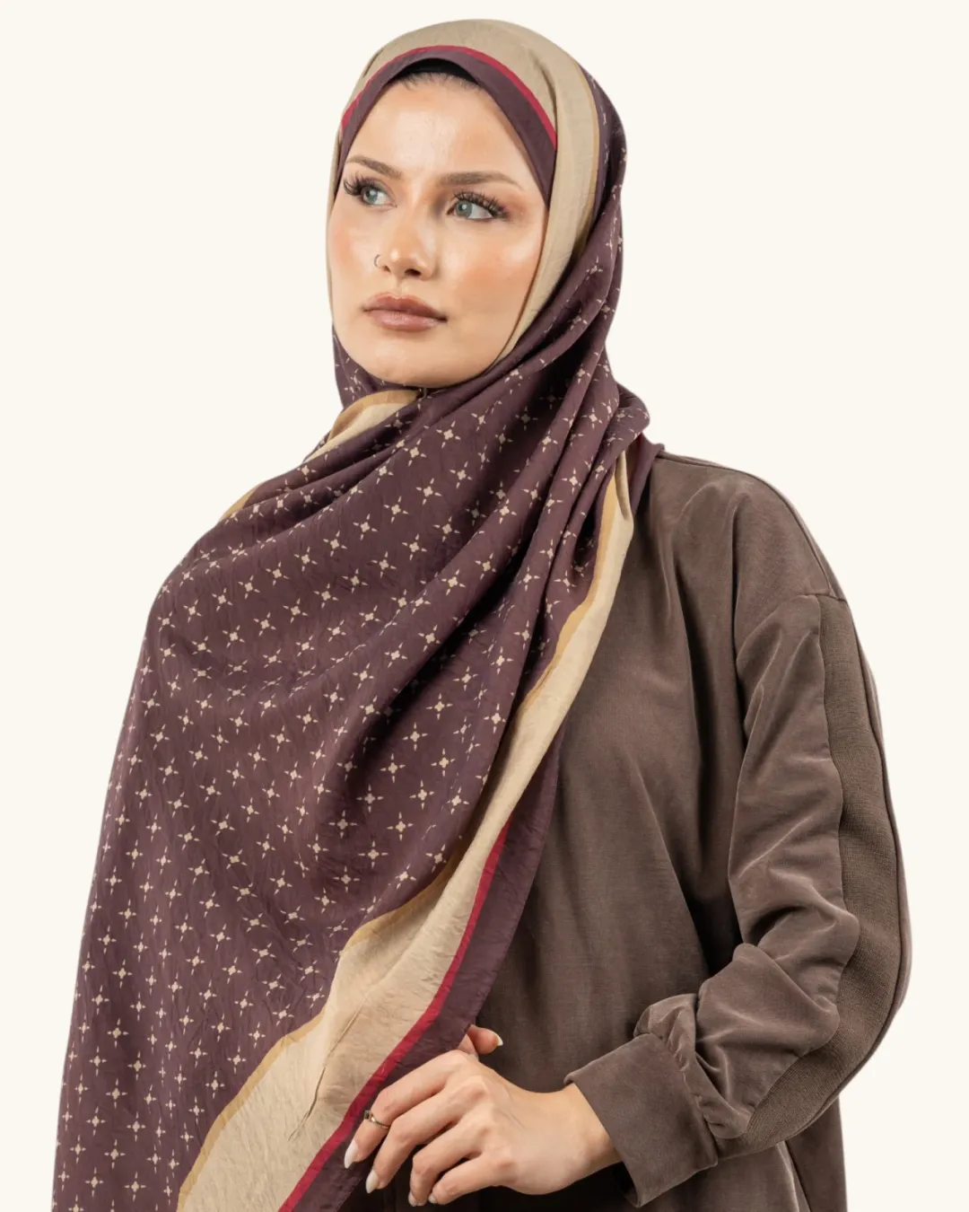 Benetton Fiore Şal Bordo Krem