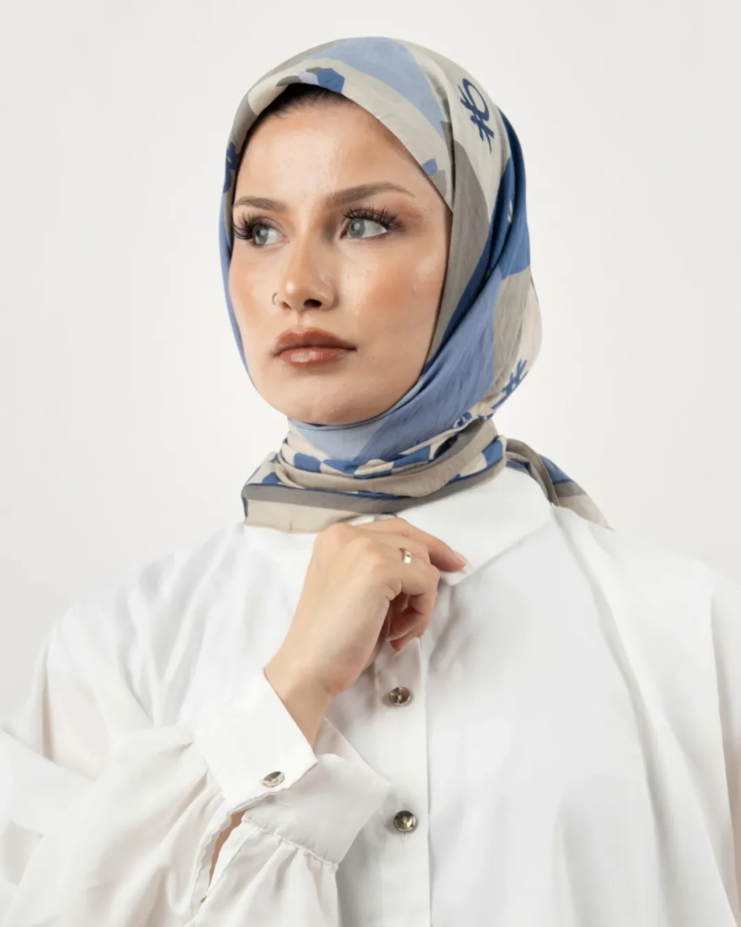 Benetton Siena Eşarp Mavi Krem