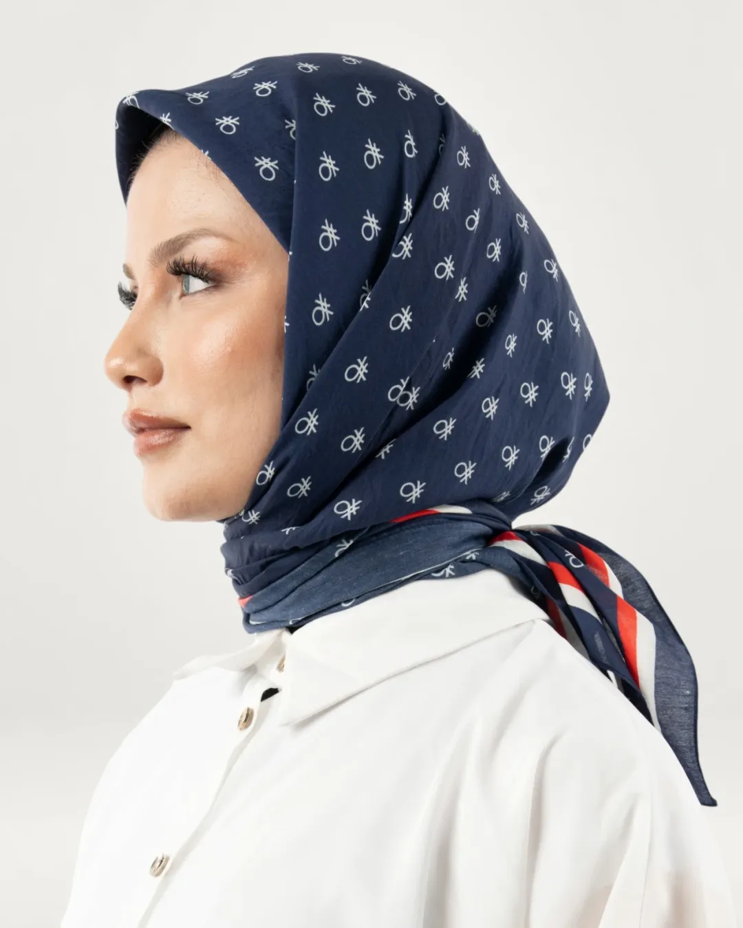 Benetton Siena Eşarp Lacivert-Kırmızı