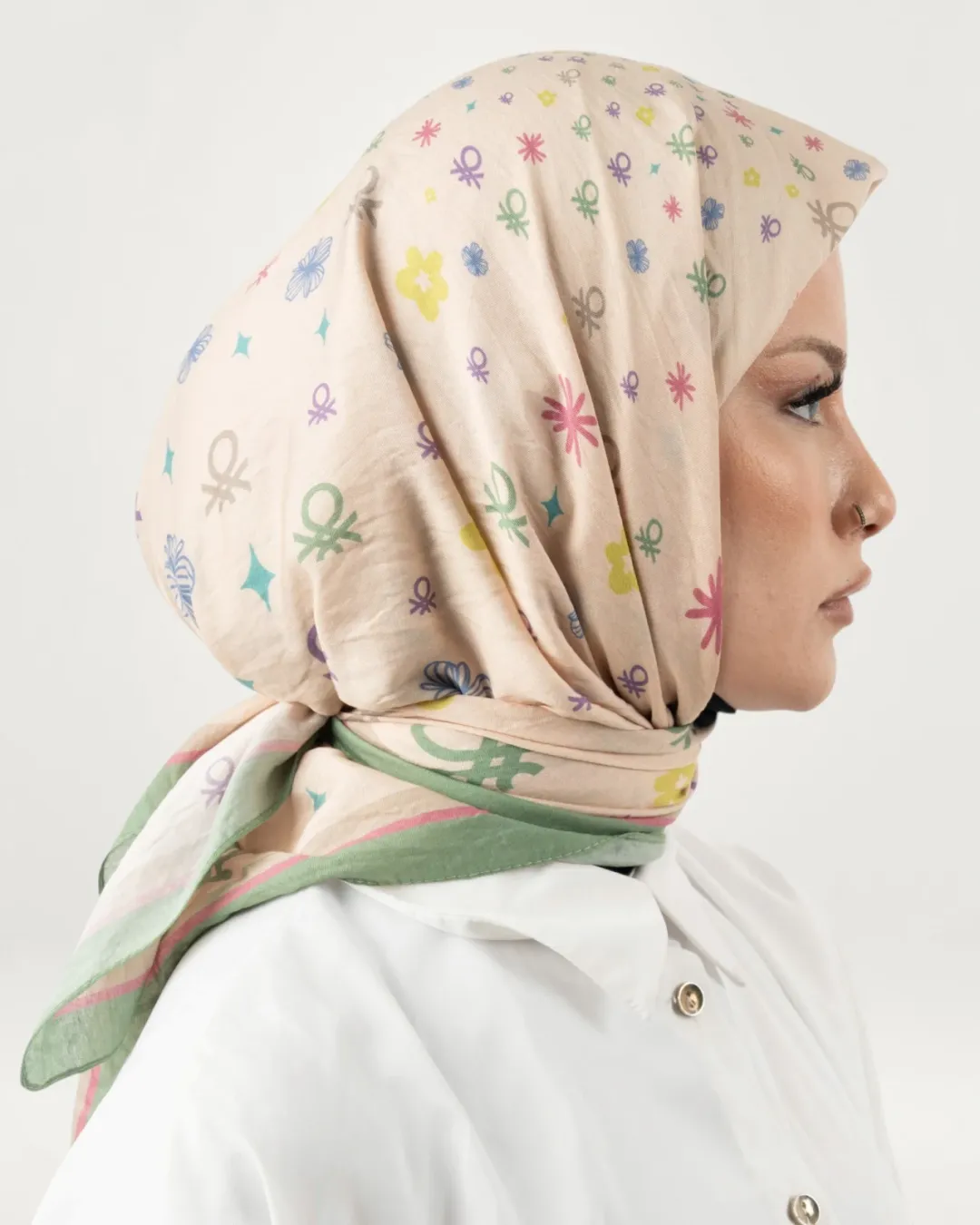 Benetton Siena Eşarp Zeytin-Pudra
