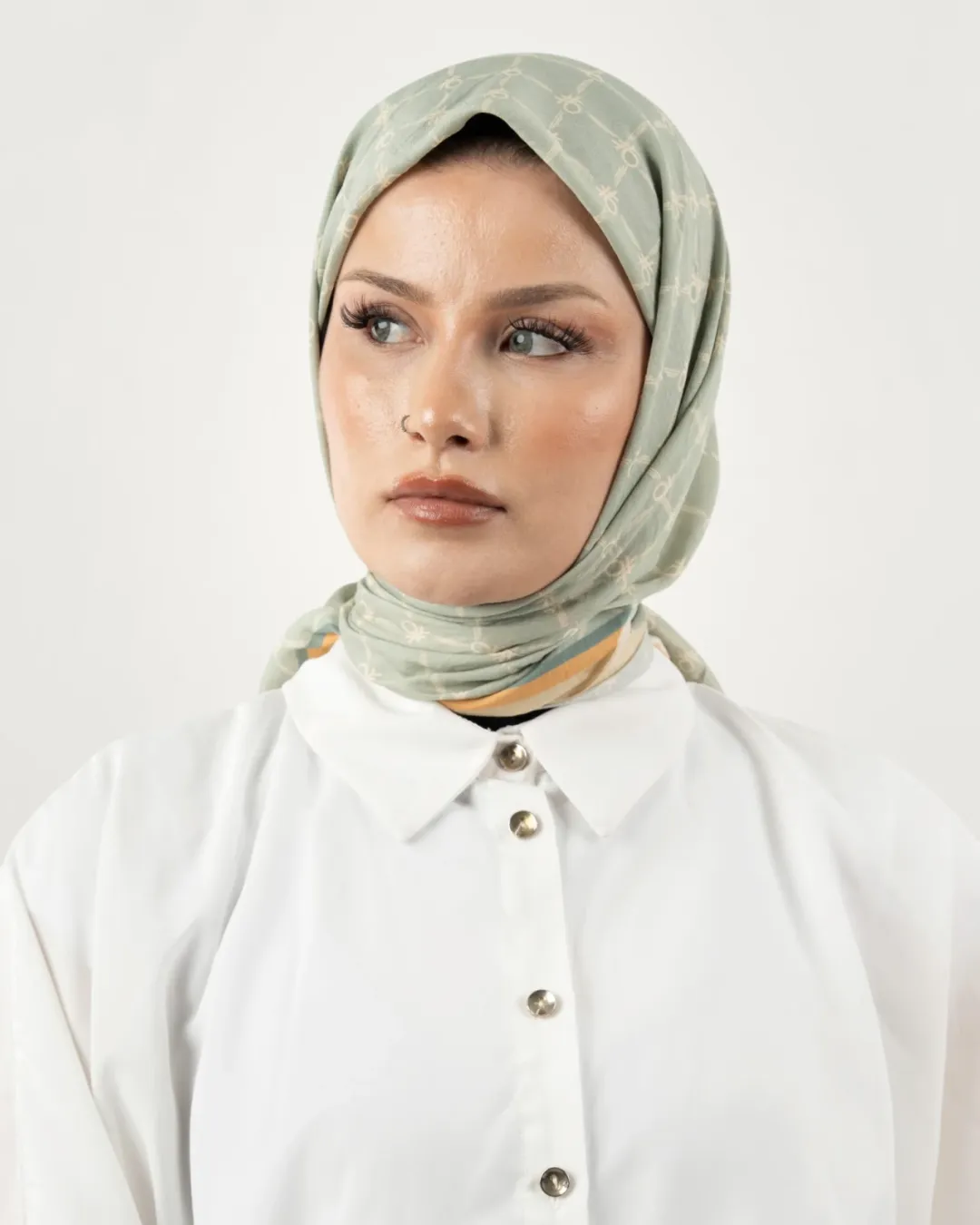 Benetton Siena Eşarp Pudra-Yeşil