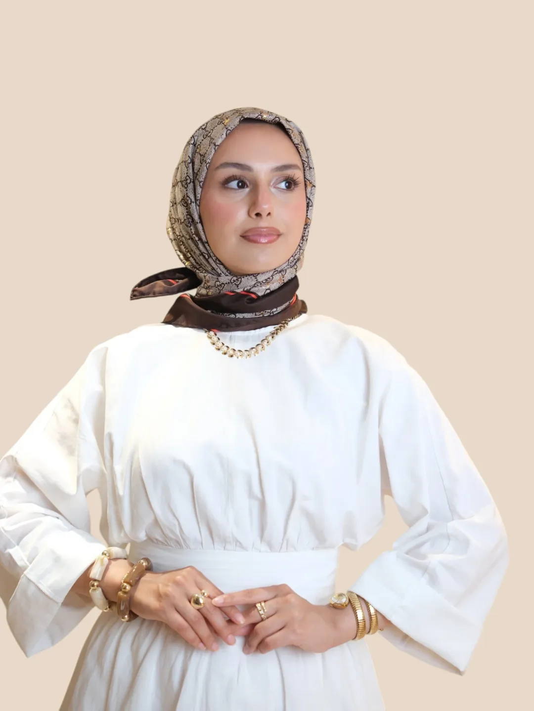 İthal Twill İpek Eşarp kahve vizon