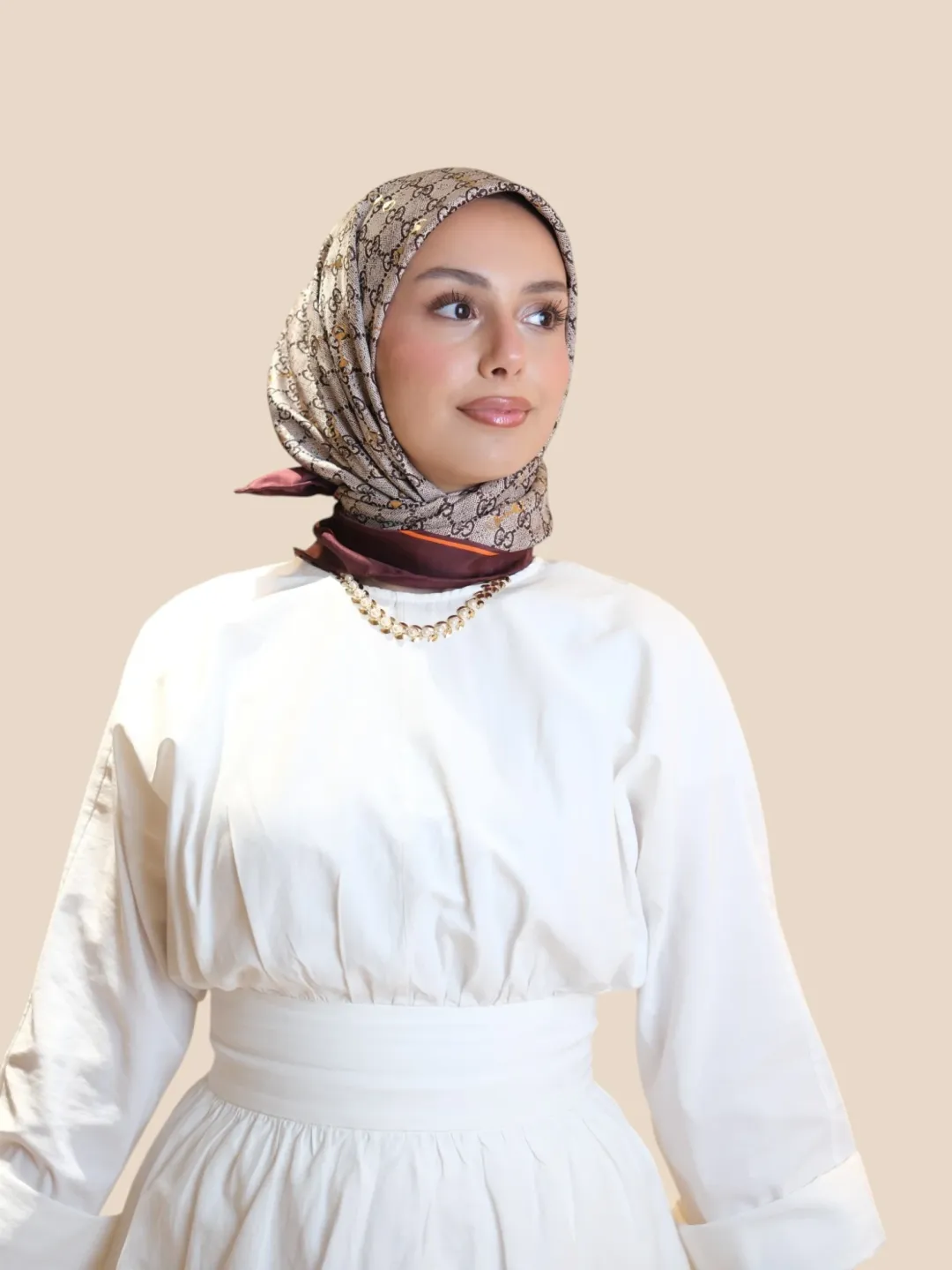 İthal Twill İpek Eşarp kahve vizon