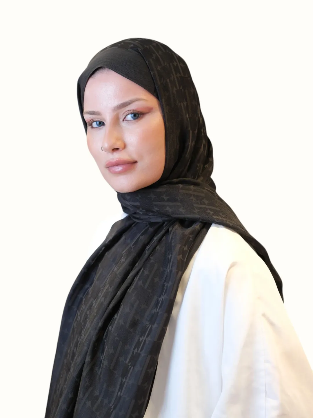 Fresh Scarfs Pamuk Floş Jakarlı Şal Dark