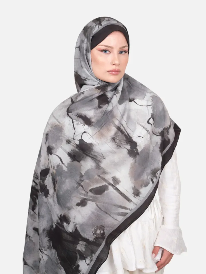 Harem Scarf Bianca Tencel Şal Siyah Gri