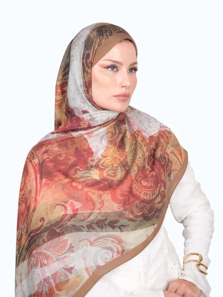 Harem Scarf Bianca Tencel Şal Bordo Vizon