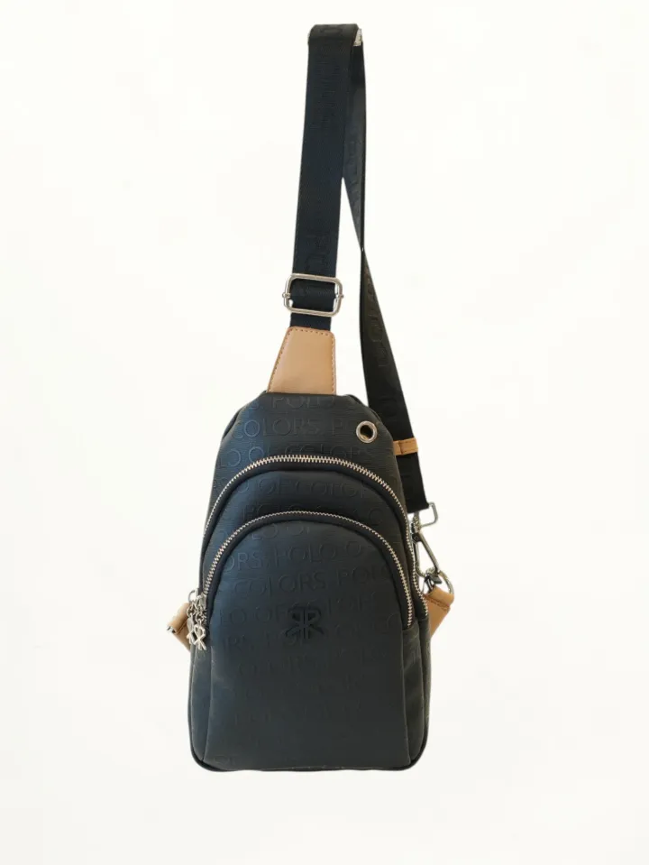 Polo of Colors Monogram Body Bag Çapraz Çanta Siyah Taba