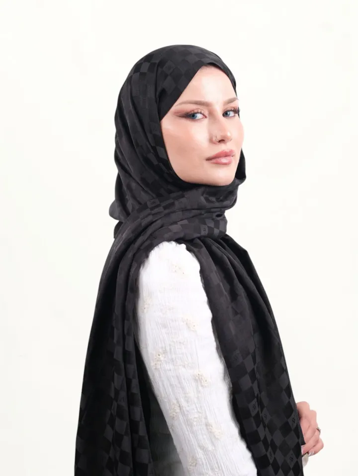 Armine Jakarlı İpek Pamuk Şal Siyah