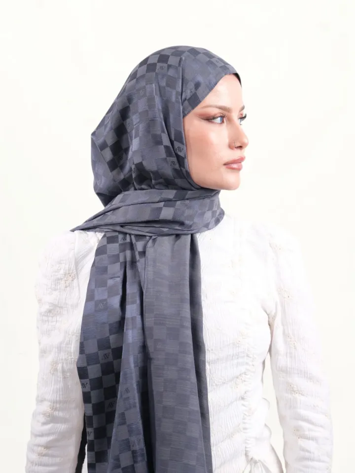 Armine Jakarlı İpek Pamuk Şal Füme