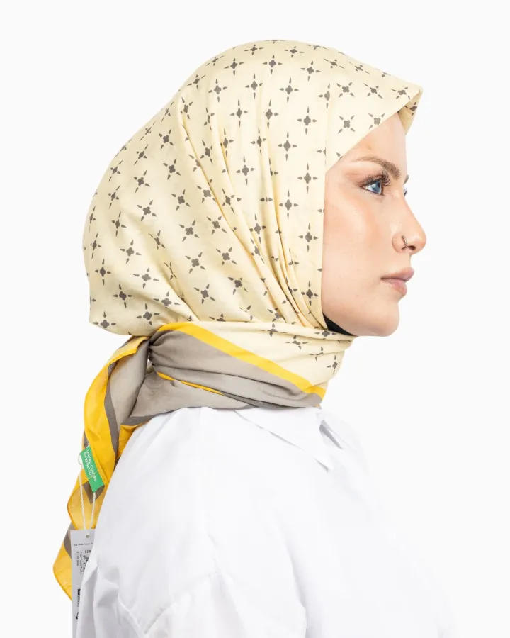Benetton Siena Desenli Eşarp Sarı