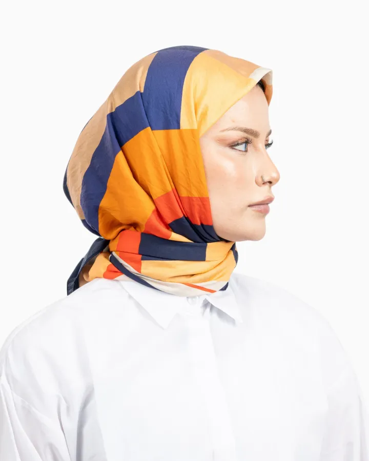 Benetton Siena Desenli Eşarp Lacivert