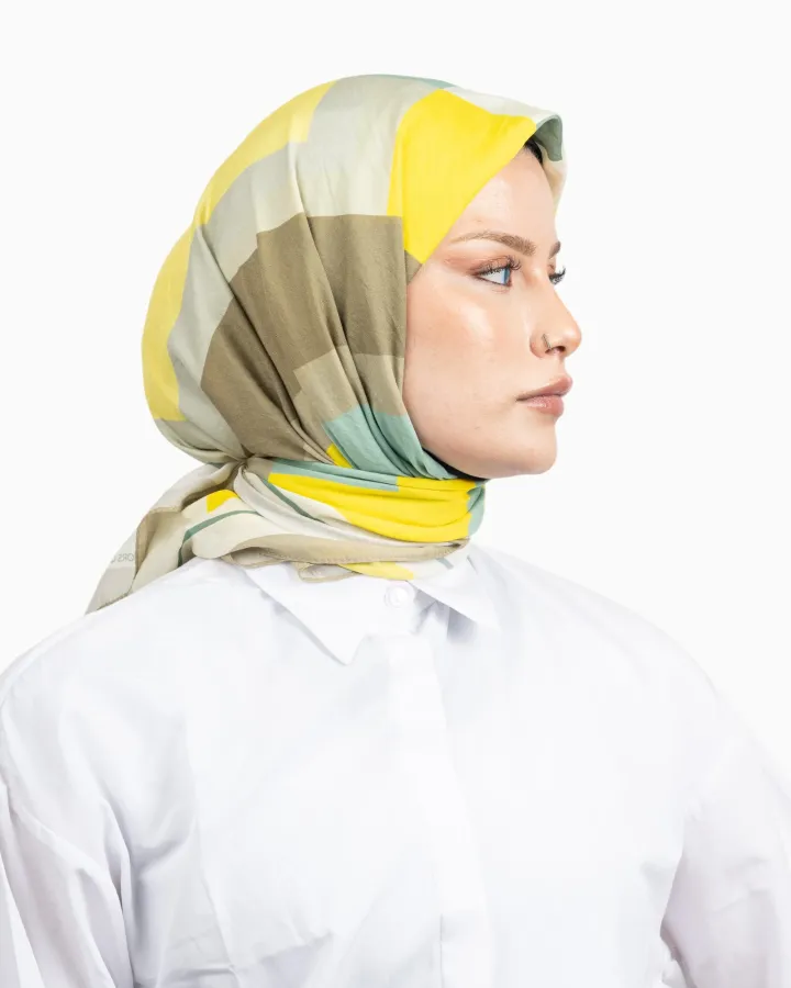 Benetton Siena Desenli Eşarp Hardal