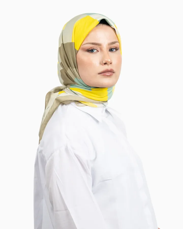 Benetton Siena Desenli Eşarp Hardal