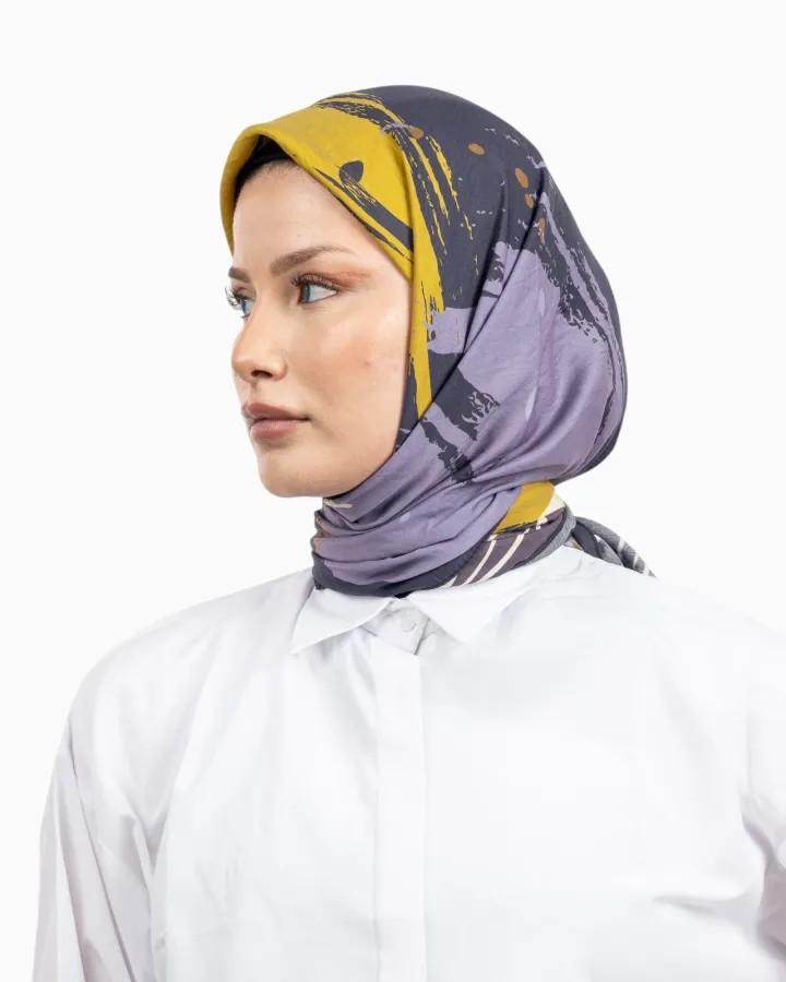 Benetton Siena Desenli Eşarp Füme