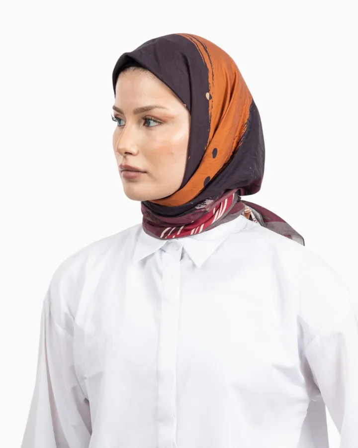 Benetton Siena Desenli Eşarp Bordo
