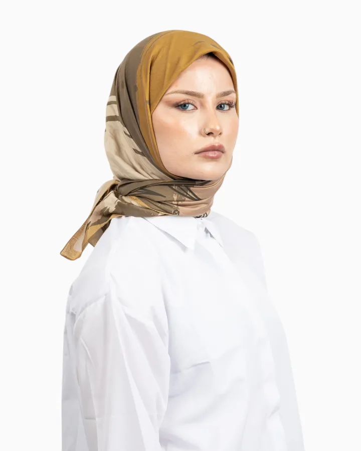 Benetton Siena Desenli Eşarp Vizon