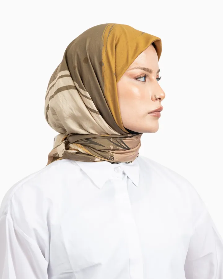 Benetton Siena Desenli Eşarp Vizon