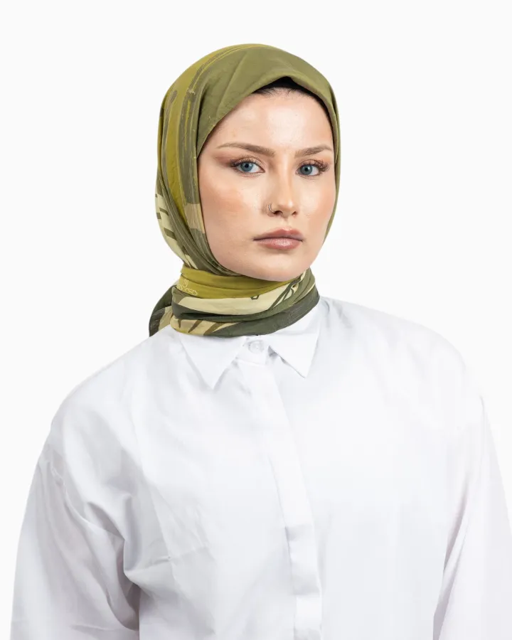 Benetton Siena Desenli Eşarp Haki
