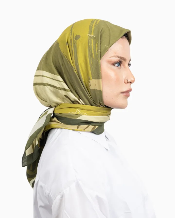 Benetton Siena Desenli Eşarp Haki