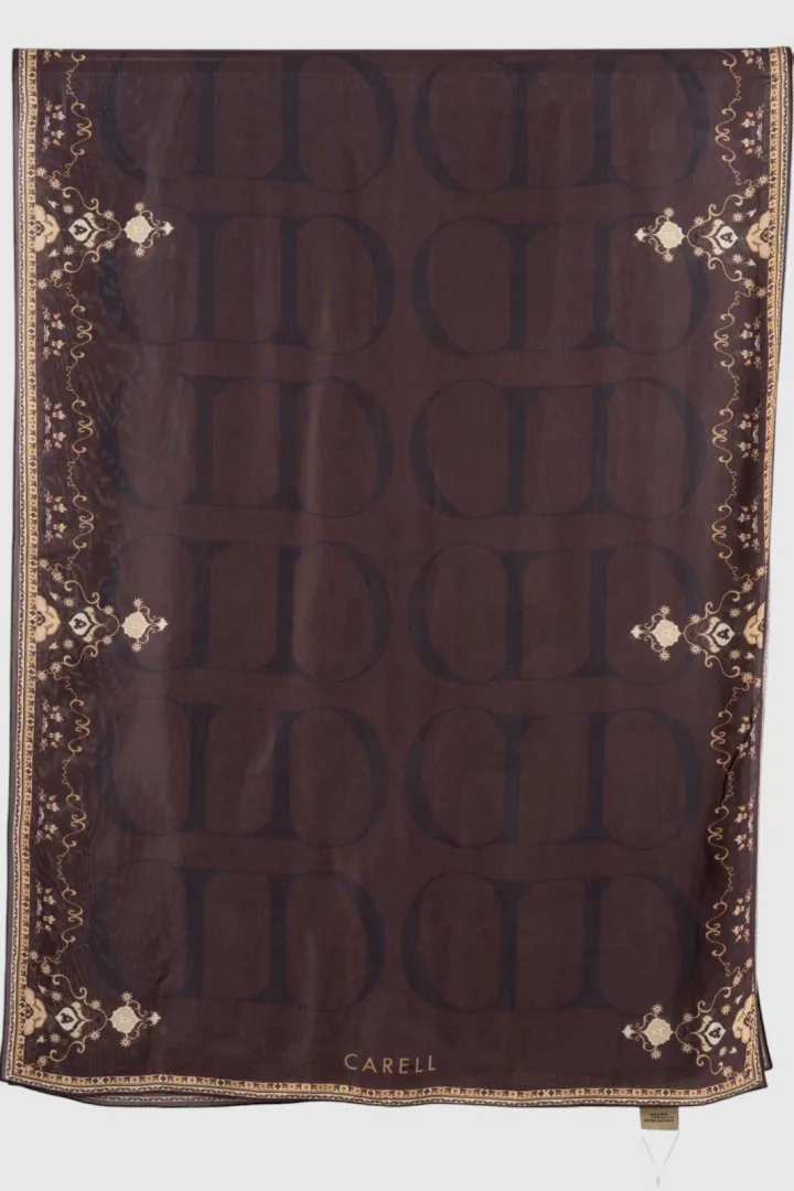 Monogram Floş Şal Acı Kahve