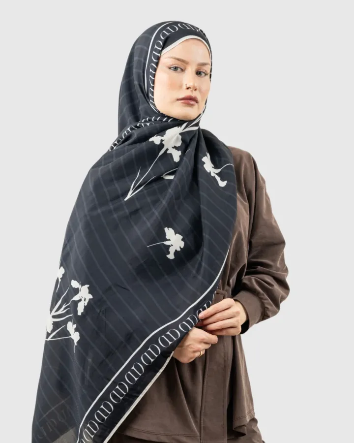 Carell Monogram Lüx Floş Şal Siyah