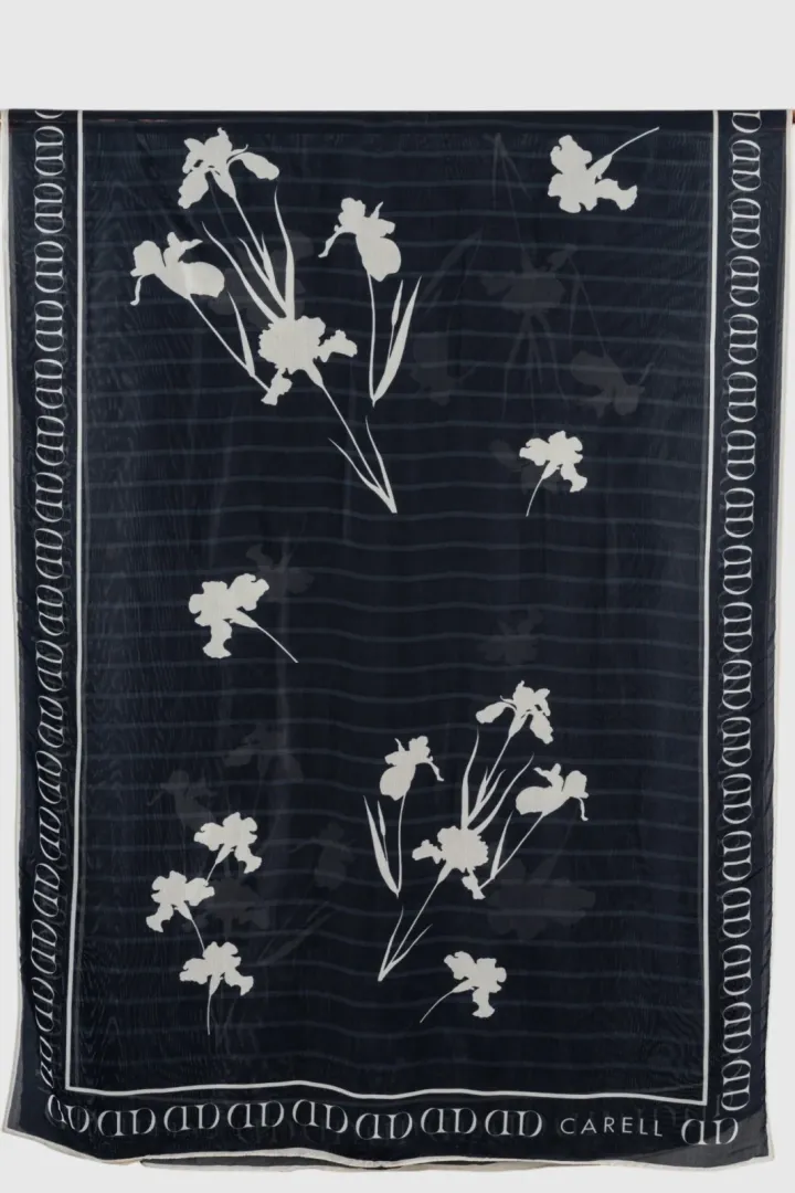 Carell Monogram Lüx Floş Şal Siyah